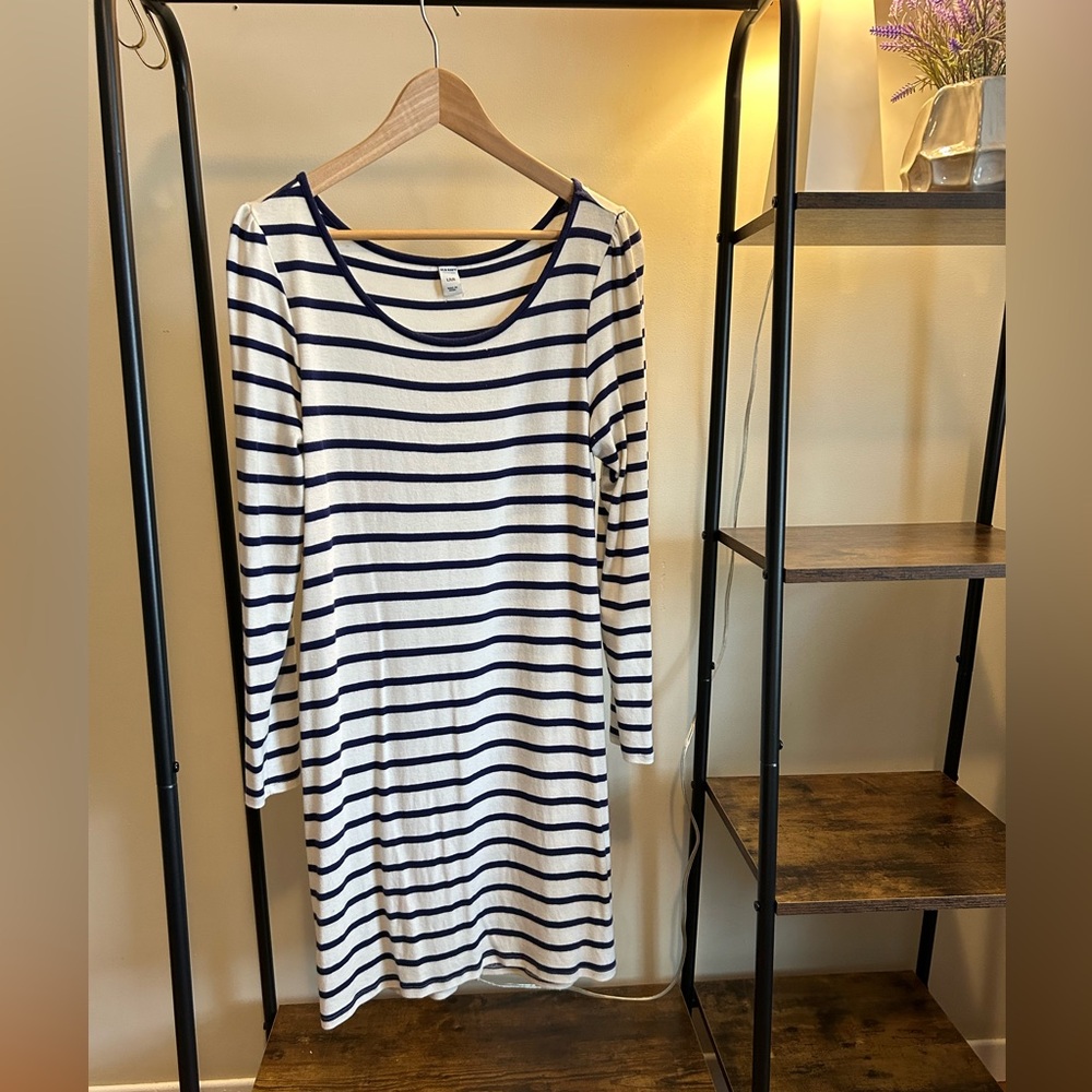 Cotton navy and cream stripped dress